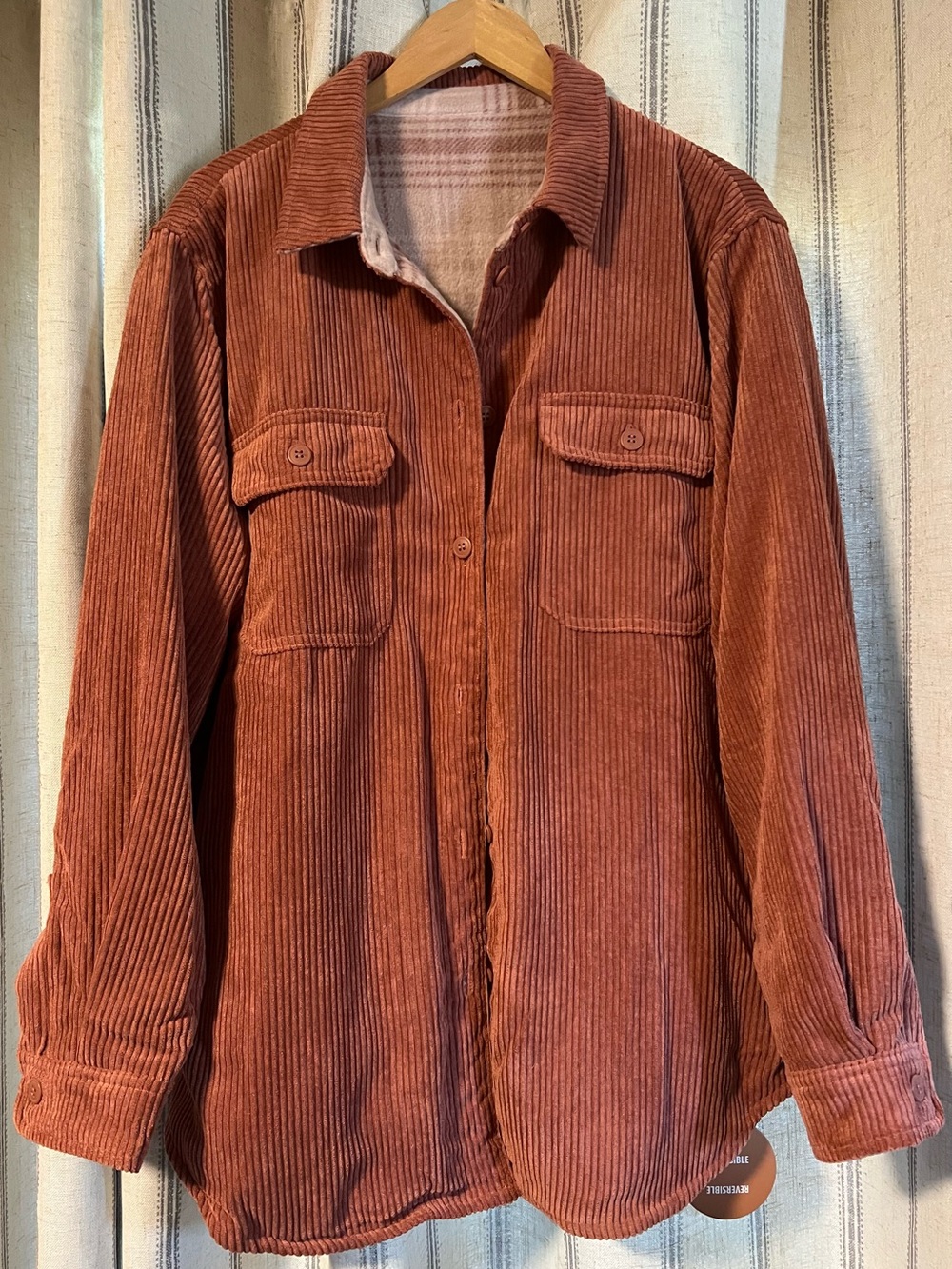 Super Soft Reversible Corduroy & Plaid Shacket